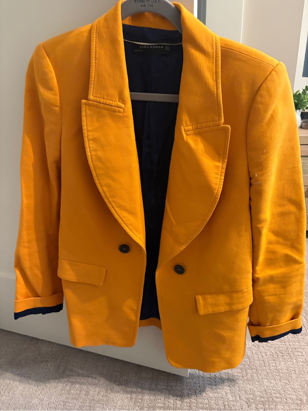 Zara mustard color Double-Breasted Blazer Jacket